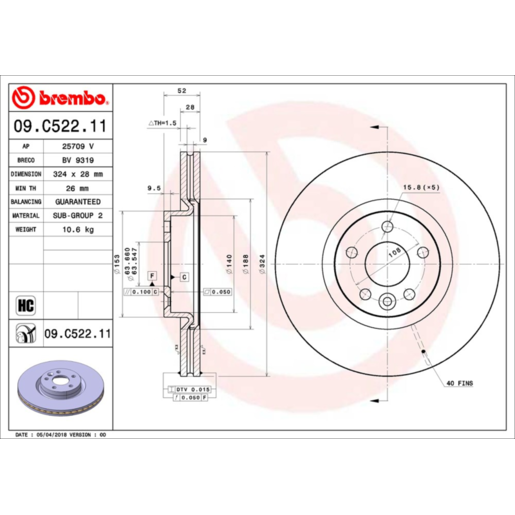 Brembo Disc Brake Rotor - 09.C522.11