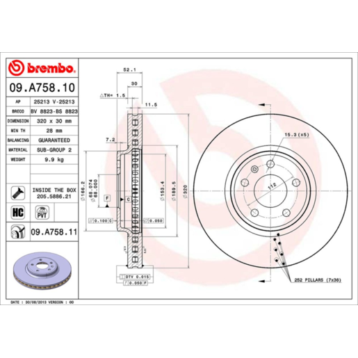 Brembo Disc Brake Rotor Front - 09.A758.11