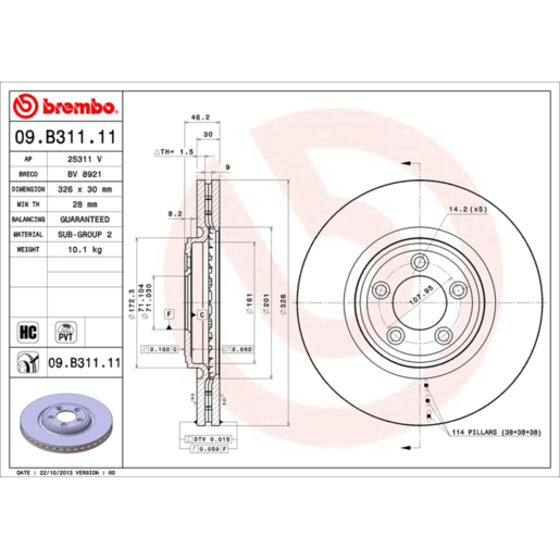 Brembo Disc Brake Rotor Front - 09.B311.11