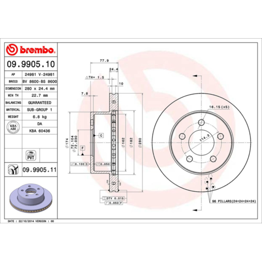 Brembo Disc Brake Rotor - 09.9905.11