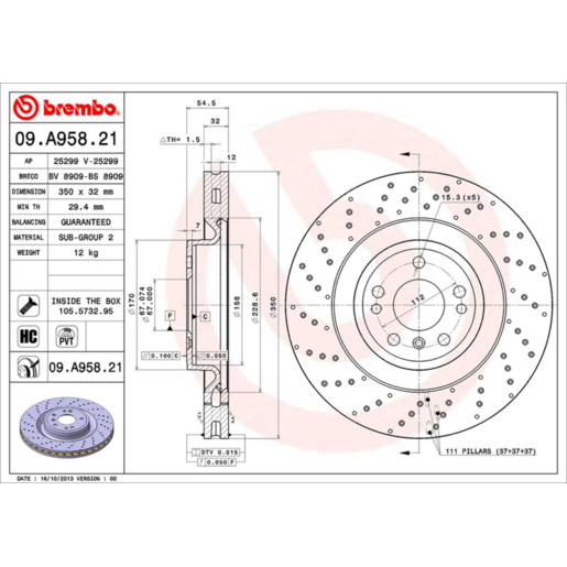 Brembo Disc Brake Rotor Front - 09.A958.21