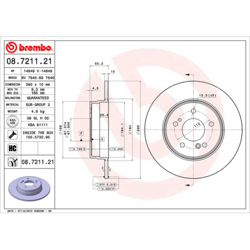 Brembo Disc Brake Rotor - 08.7211.21