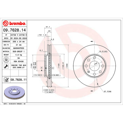 Brembo Disc Brake Rotor - 09.7628.11