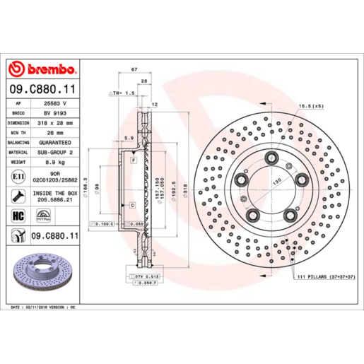 Brembo Disc Brake Rotor Front/Rear - 09.C880.11