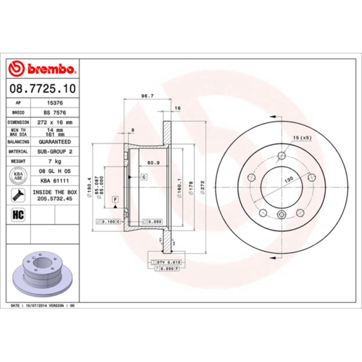 Brembo Disc Brake Rotor - 08.7725.10