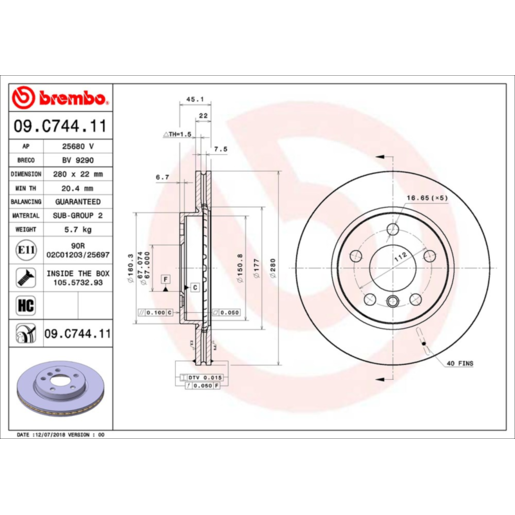 Brembo Disc Brake Rotor - 09.C744.11