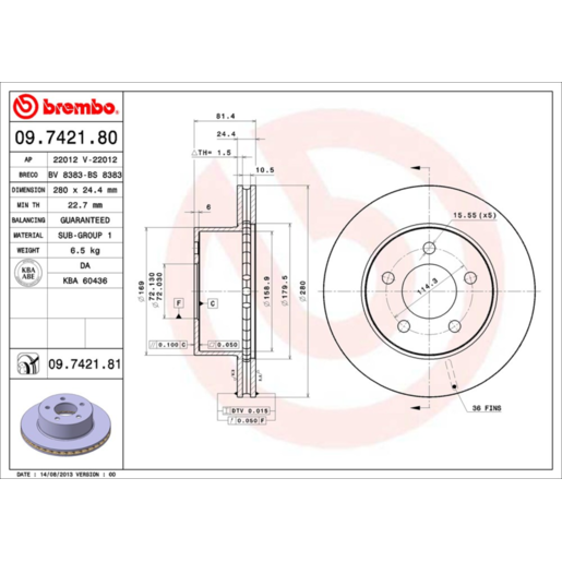 Brembo Disc Brake Rotor - 09.7421.81