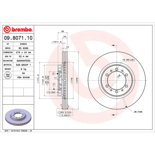 Brembo Disc Brake Rotor Front/Rear - 09.8071.11