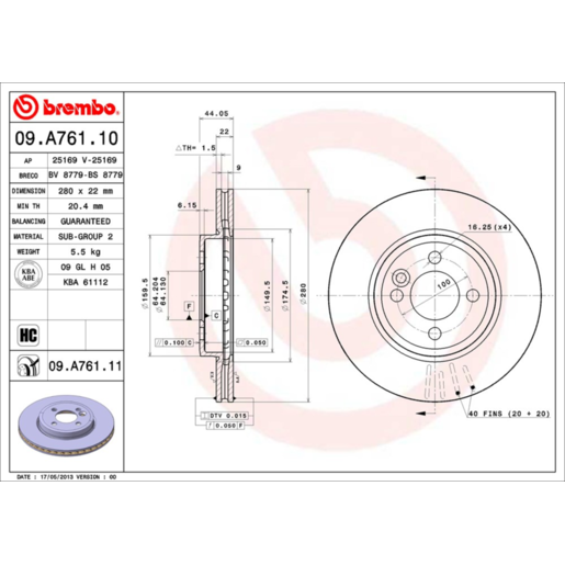 Brembo Disc Brake Rotor - 09.A761.11