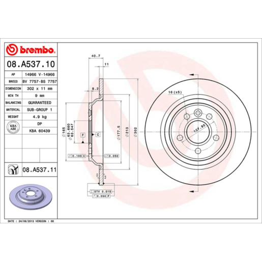 Brembo Disc Brake Rotor - 08.A537.11