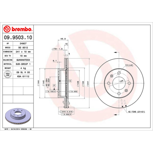 Brembo Disc Brake Rotor - 09.9503.10