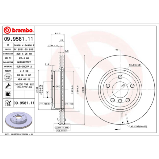 Brembo Disc Brake Rotor Front - 09.9581.11