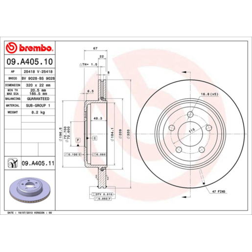 Brembo Disc Brake Rotor - 09.A405.11