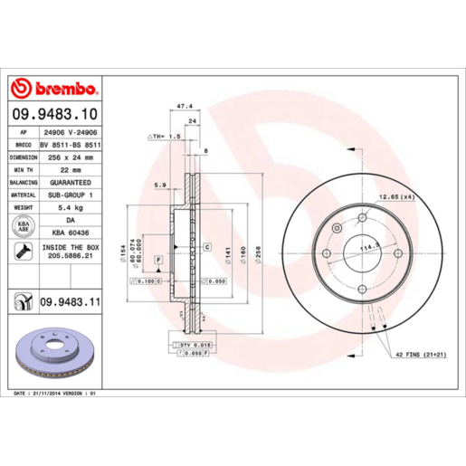 Brembo Disc Brake Rotor Front/Rear - 09.9483.11