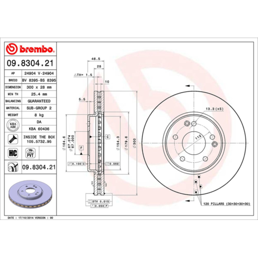 Brembo Disc Brake Rotor Front - 09.8304.21