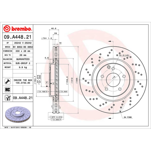 Brembo Disc Brake Rotor Front - 09.A448.21