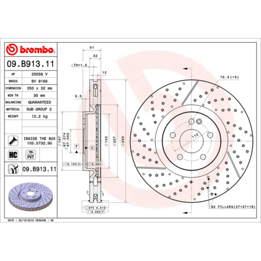 Brembo Disc Brake Rotor Front - 09.B913.11