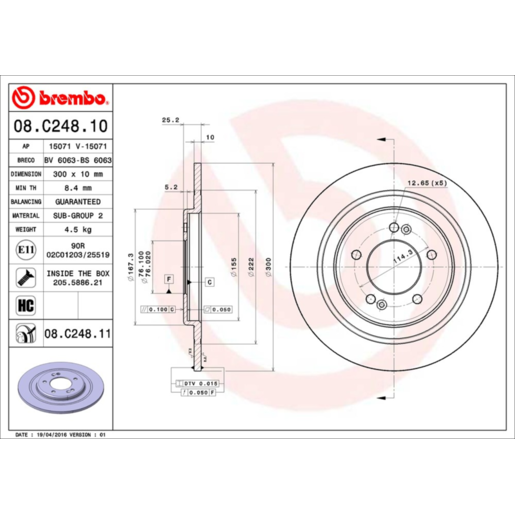 Brembo Disc Brake Rotor Rear - 08.C248.11