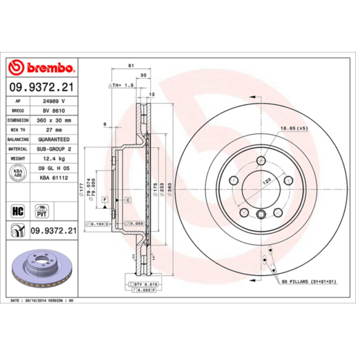 Brembo Disc Brake Rotor - 09.9372.21