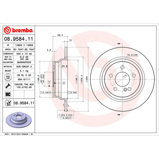 Brembo Disc Brake Rotor - 08.9584.11