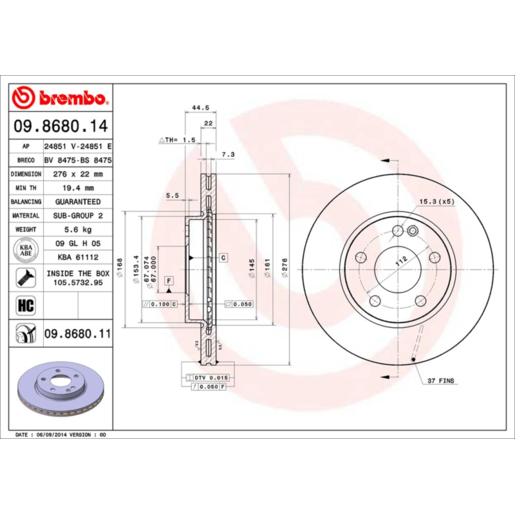 Brembo Disc Brake Rotor - 09.8680.11