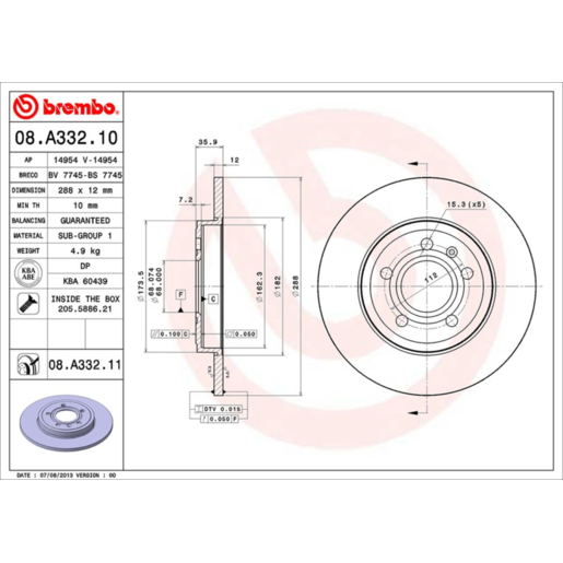 Brembo Disc Brake Rotor - 08.A332.11