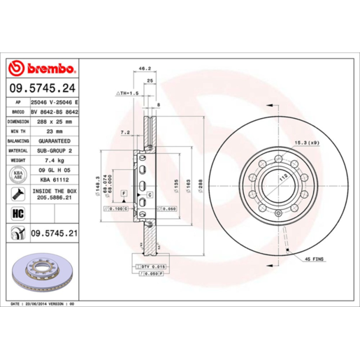 Brembo Disc Brake Rotor - 09.5745.21