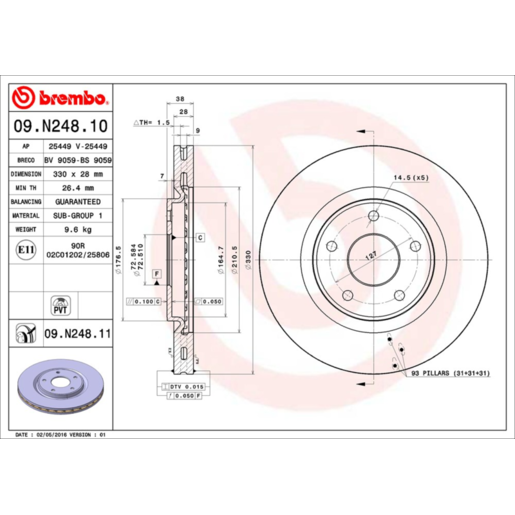 Brembo Disc Brake Rotor Front - 09.N248.11