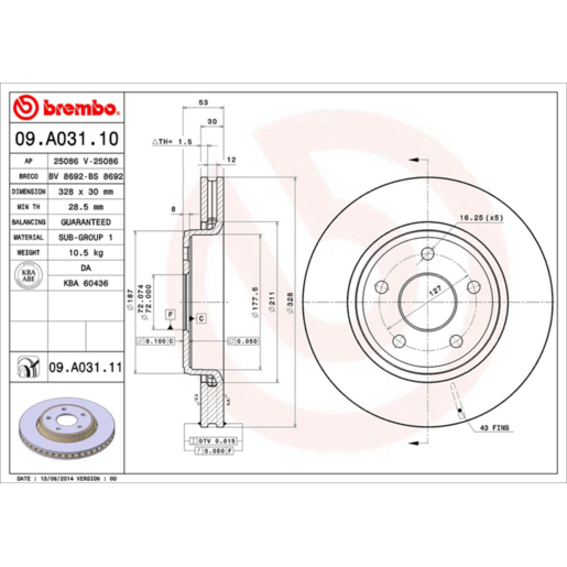 Brembo Disc Brake Rotor - 09.A031.11