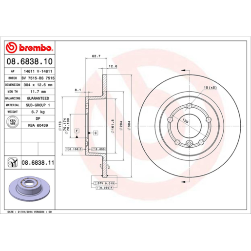 Brembo Disc Brake Rotor - 08.6838.11