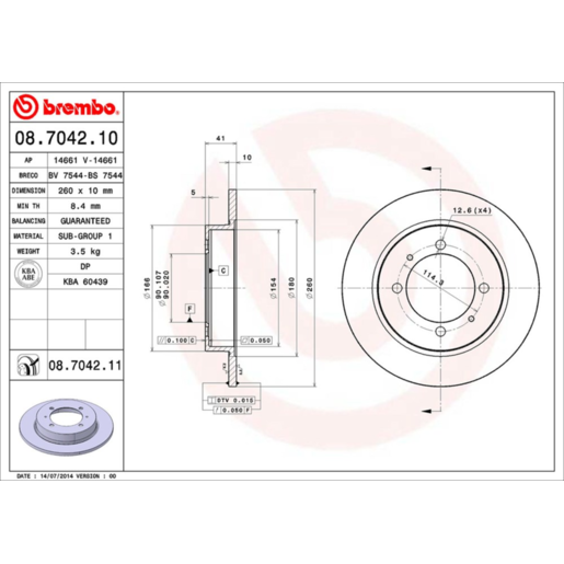 Brembo Disc Brake Rotor - 08.7042.11