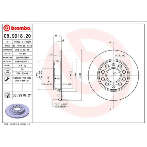 Brembo Disc Brake Rotor - 08.9918.21