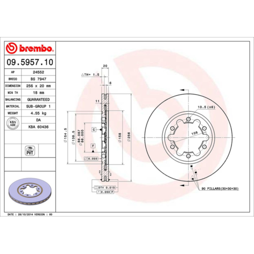 Brembo Disc Brake Rotor Front - 09.5957.10