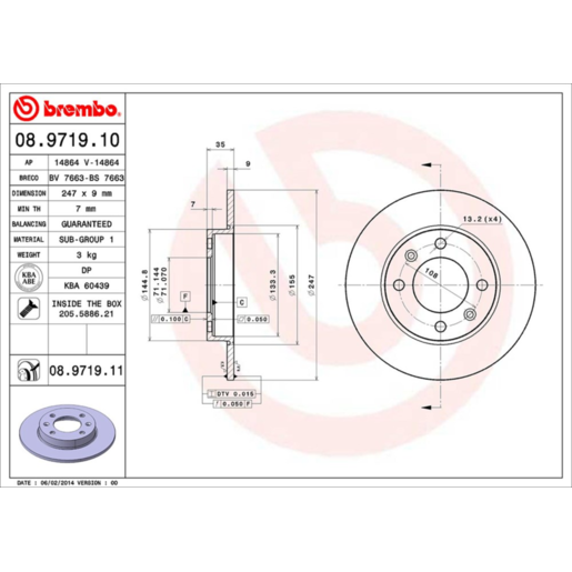 Brembo Disc Brake Rotor - 08.9719.11