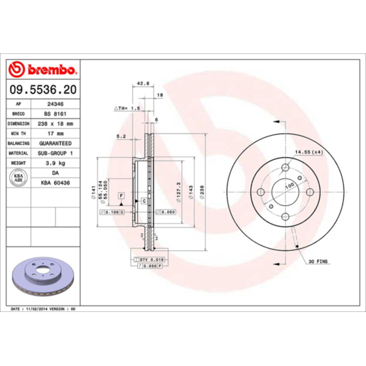 Brembo Disc Brake Rotor - 09.5536.20