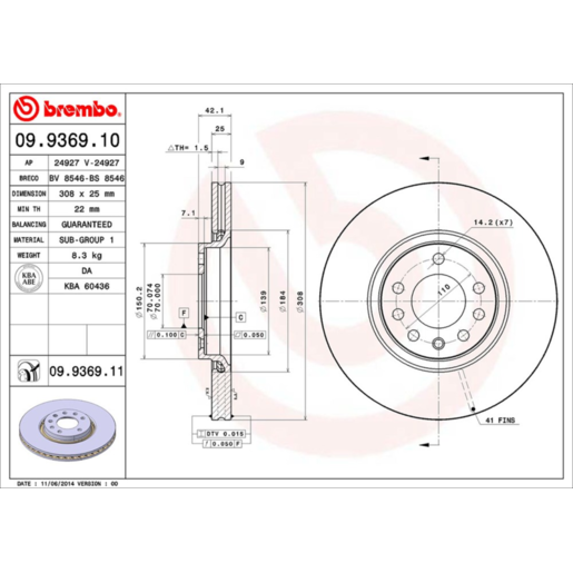 Brembo Disc Brake Rotor - 09.9369.11