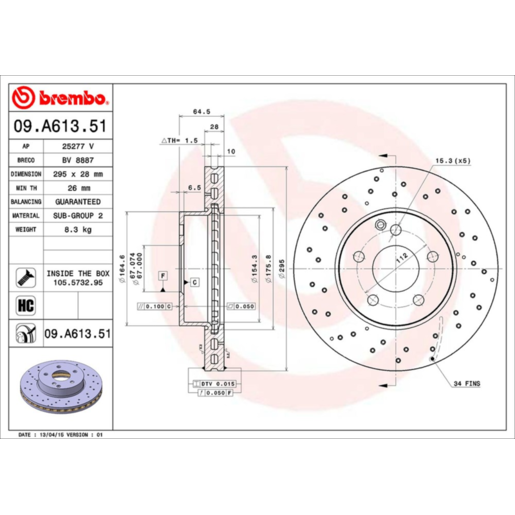 Brembo Disc Brake Rotor Front - 09.A613.51