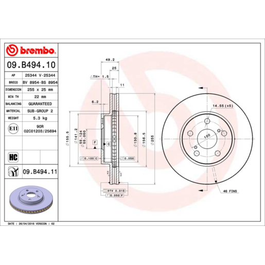 Brembo Disc Brake Rotor - 09.B494.11