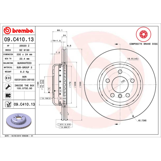 Brembo Disc Brake Rotor - 09.C410.13