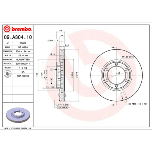 Brembo Disc Brake Rotor Front - 09.A304.10