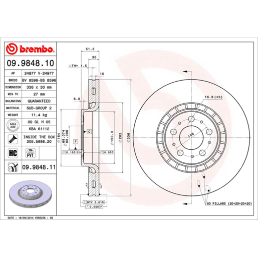 Brembo Disc Brake Rotor - 09.9848.11