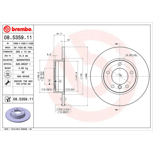 Brembo Disc Brake Rotor - 08.5359.11