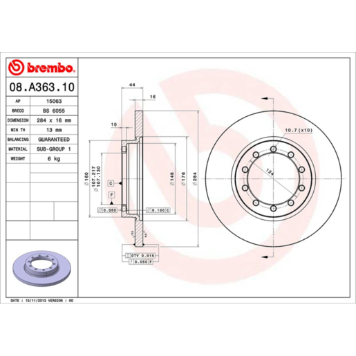 Brembo Disc Brake Rotor - 08.A363.10