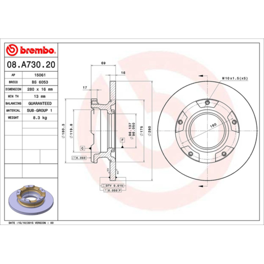 Brembo Disc Brake Rotor - 08.A730.20