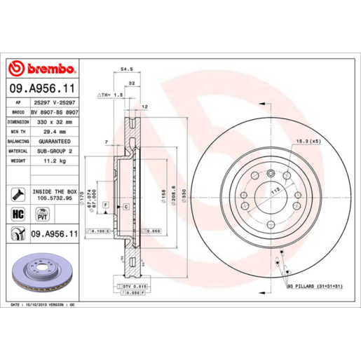 Brembo Disc Brake Rotor - 09.A956.11