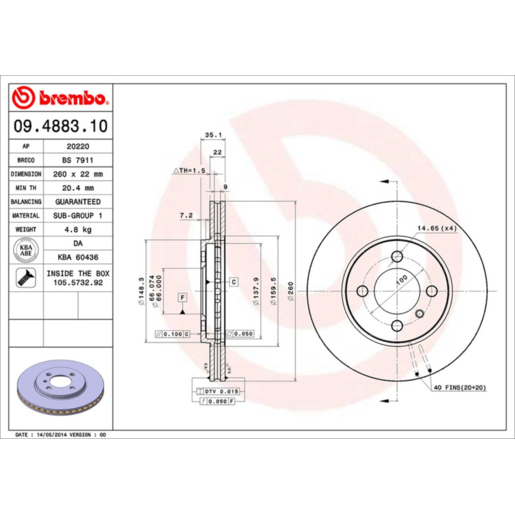 Brembo Disc Brake Rotor - 09.4883.10