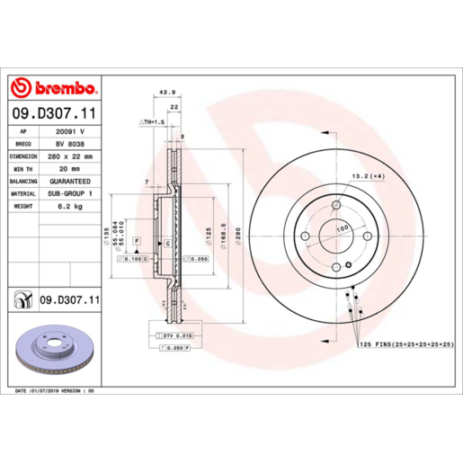 Brembo Disc Brake Rotor - 09.D307.11