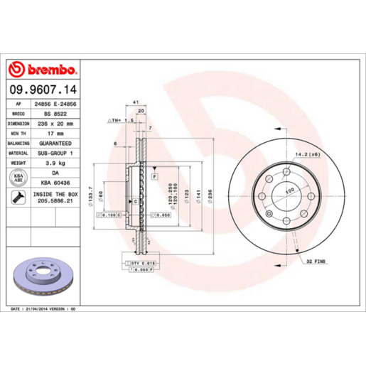 Brembo Disc Brake Rotor - 09.9607.14