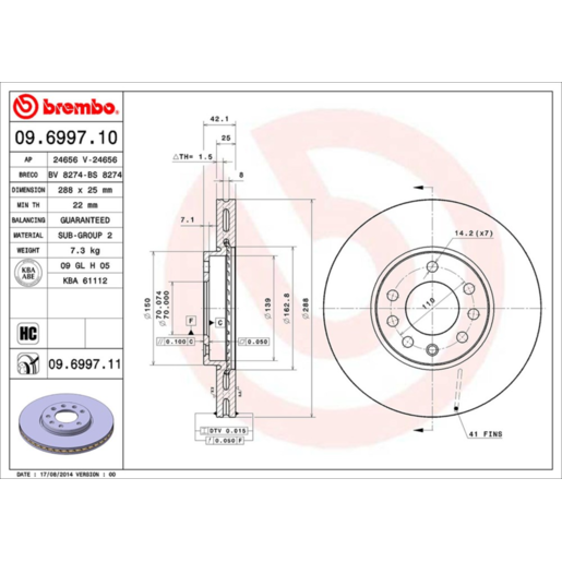 Brembo Disc Brake Rotor Front/Rear - 09.6997.11