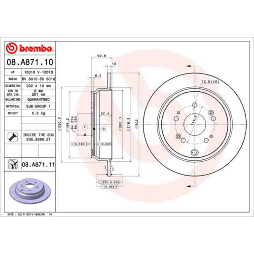 Brembo Disc Brake Rotor - 08.A871.11